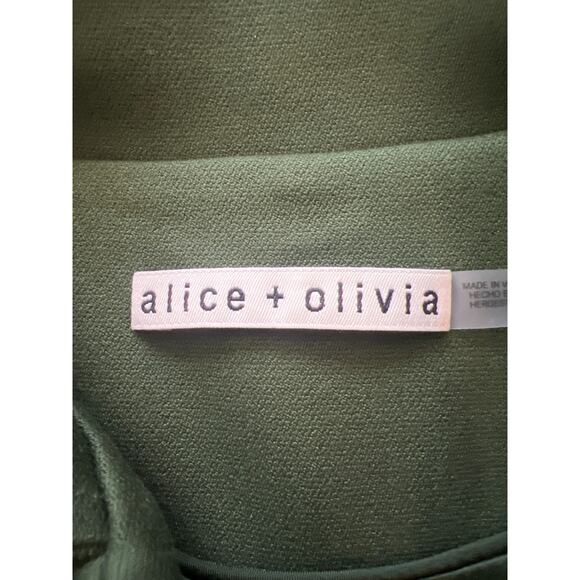 $995 Alice + Olivia Winn Olive Green Long Buttoned Long Sleeve Coat Jacket Sz 0 - Picture 6 of 15